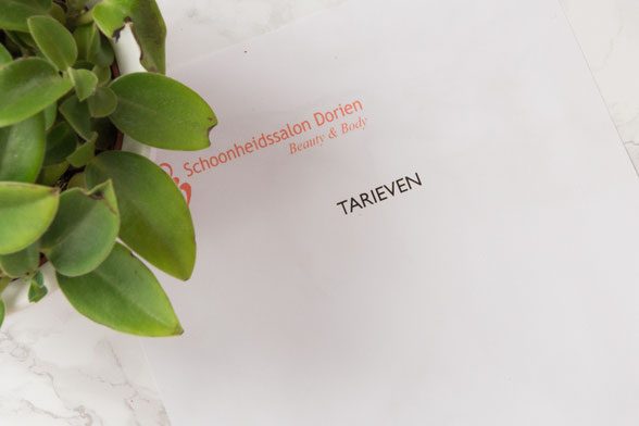 De tarievenlijst van Schoonheidssalon Dorien-Rijen
